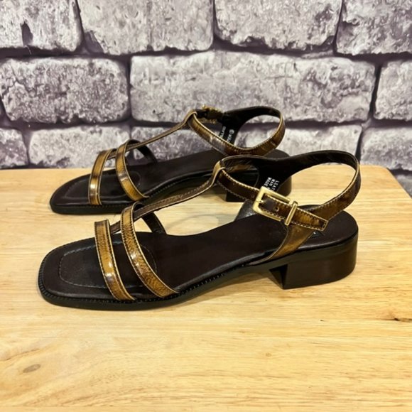 Nine West Brown Leather Strappy Sandals Size 7.5 - Picture 3 of 8